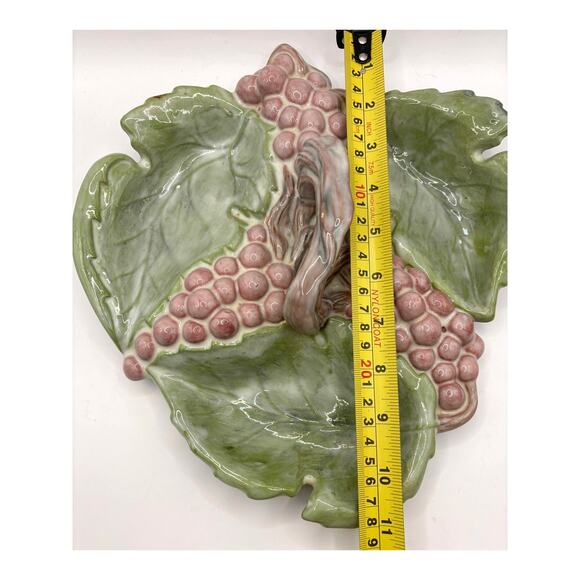 Vintage Arnels Grapes Vines Leaves Ceramic Serving Dish with Handle Hand Painted - Picture 6 of 8